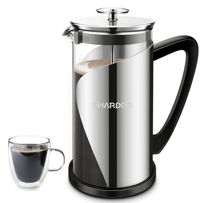 Té de cristal clásico que acampa aislado de acero inoxidable de la prensa de café del viaje francés grande del fabricante