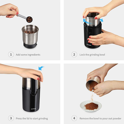 Amoladora de nuez eléctrica del polvo fino Machine 70g desprendible para el café Bean Nuts Garlic Sasil