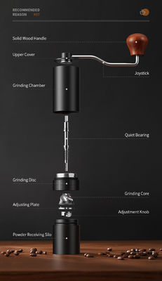 Ajustes de madera de Burr Manual Coffee Grinder Adjustable 28g 12 del plano de acero de la mano