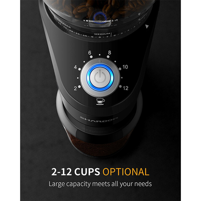 Luz azul tazas de seguridad de Burr Conical Grinder 2 a 12 del LED de la cerradura de la oficina de la máquina de café express