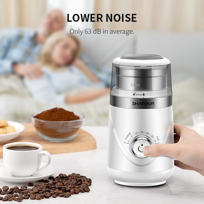 Café eléctrico blanco ajustable Bean Grinder Portable 10 ajustes con el cuenco de acero inoxidable