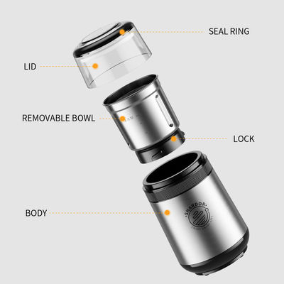 Máquina de plata desprendible del café de EU Plug Transparent Lid SS304 de la amoladora de café del polvo medio