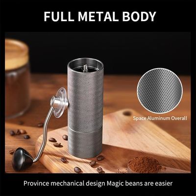Acero inoxidable 25g Carry Easily de la aleación cónica reservada de Burr Manual Coffee Grinder Aluminium
