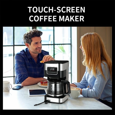 Máquina auto del café del goteo de la pantalla táctil del OEM 10 tazas programables con la garrafa de cristal