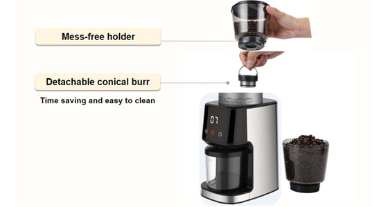 Café cónico reservado del café express del motor de Burr Coffee Grinder 165W 275g DC que hace la máquina