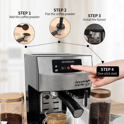 Máquinas de café express multifuncionales del café del capuchino del One Touch 1450W de la máquina del café del ODM del OEM