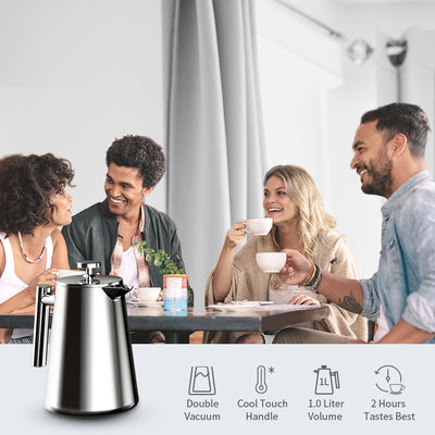 Pared doble de acero inoxidable de la prensa 1000ML de café del viaje francés automático del fabricante