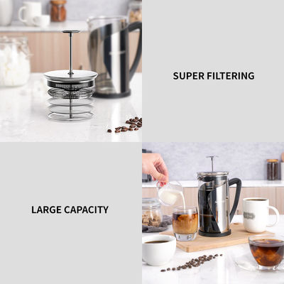 Té de cristal clásico que acampa aislado de acero inoxidable de la prensa de café del viaje francés grande del fabricante